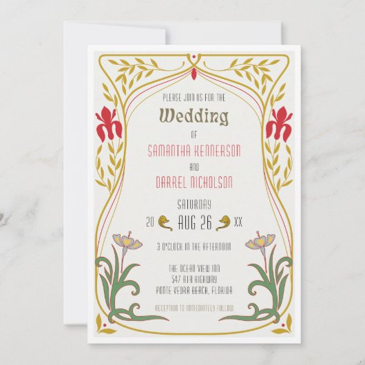 ヴィンテージアールヌーボー結婚式招待状 招待状 (裏面)