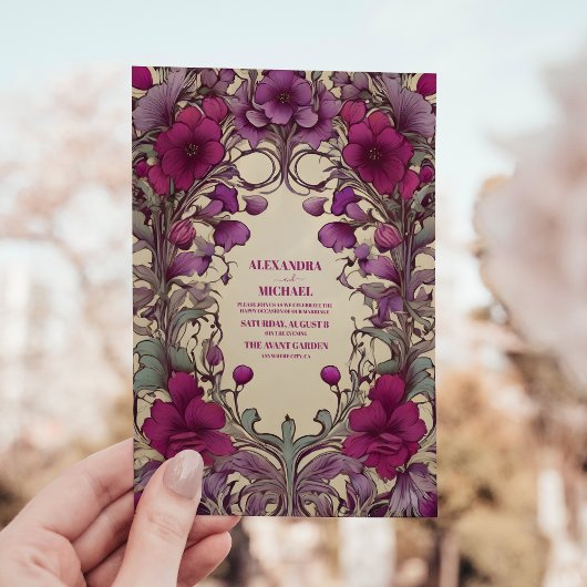 ヴィンテージアールヌーボー結婚式招待状 招待状