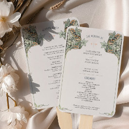 ヴィンテージアールヌーボー結婚式 プログラムカード ハンドファン