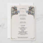 ヴィンテージアールヌーボー結婚式 プログラムカード 招待状 (正面)