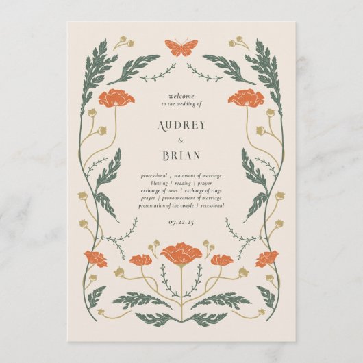 ヴィンテージアールヌーボー結婚式 プログラム (正面)