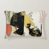 ヴィンテージアールヌーボー絵画、ペット・キャット アクセントクッション