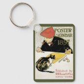 ヴィンテージアールヌーボー絵画、ペット・キャット キーホルダー (正面)