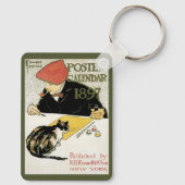 ヴィンテージアールヌーボー絵画、ペット・キャット キーホルダー (裏面)