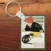 ヴィンテージアールヌーボー絵画、ペット・キャット キーホルダー (正面)