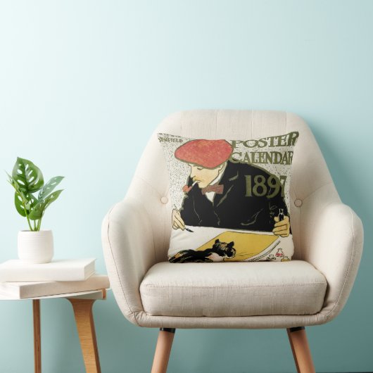 ヴィンテージアールヌーボー絵画、ペット・キャット クッション (椅子)