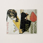 ヴィンテージアールヌーボー絵画、ペット・キャット ジグソーパズル (横)