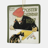 ヴィンテージアールヌーボー絵画、ペット・キャット セラミックオーナメント (左)