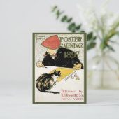 ヴィンテージアールヌーボー絵画、ペット・キャット ポストカード (スタンド正面)