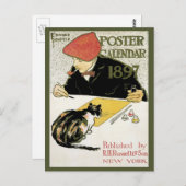 ヴィンテージアールヌーボー絵画、ペット・キャット ポストカード (正面/裏面)