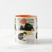 ヴィンテージアールヌーボー絵画、ペット・キャット マグカップ (中央)