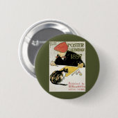 ヴィンテージアールヌーボー絵画、ペット・キャット 缶バッジ (正面&裏面)