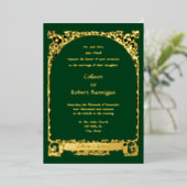 ヴィンテージアールヌーボー縁どつる植物&バ結婚ナーズ 箔招待状 (立ち正面)