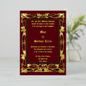 ヴィンテージアールヌーボー縁ど葉結婚病 箔招待状 (立ち正面)