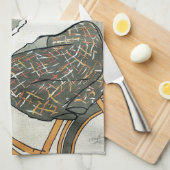 ヴィンテージアールヌーボー自転車に乗る キッチンタオル (四つ折り)