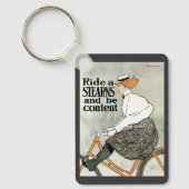 ヴィンテージアールヌーボー自転車に乗る キーホルダー (正面)