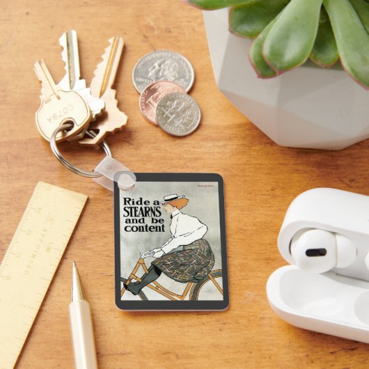 ヴィンテージアールヌーボー自転車に乗る キーホルダー (デスク)