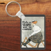 ヴィンテージアールヌーボー自転車に乗る キーホルダー (正面)