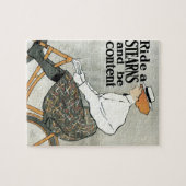 ヴィンテージアールヌーボー自転車に乗る ジグソーパズル (横)