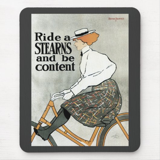 ヴィンテージアールヌーボー自転車に乗る マウスパッド (正面)