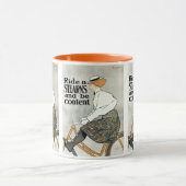 ヴィンテージアールヌーボー自転車に乗る マグカップ (中央)