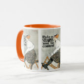 ヴィンテージアールヌーボー自転車に乗る マグカップ (正面左)