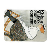 ヴィンテージアールヌーボー自転車に乗る マグネット (横)