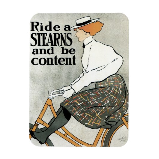 ヴィンテージアールヌーボー自転車に乗る マグネット (縦)