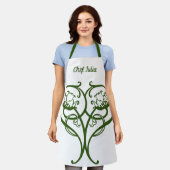 ヴィンテージアールヌーボー花ハート形 エプロン (着用した状態)