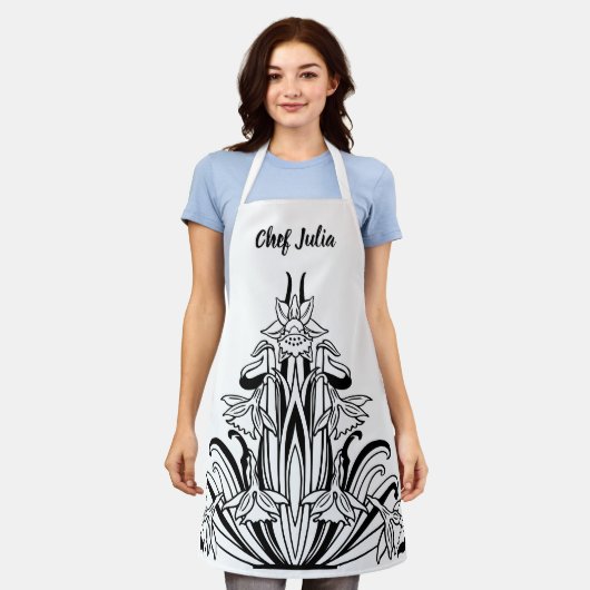 ヴィンテージアールヌーボー花フローラ静物 エプロン (着用した状態)