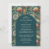 ヴィンテージアールヌーボー花柄結婚アーチ 招待状 (正面)