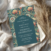 ヴィンテージアールヌーボー花柄結婚アーチ 招待状