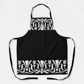 ヴィンテージアールヌーボー花白オンブラック エプロン (正面)