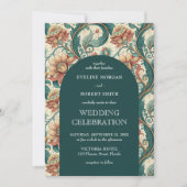 ヴィンテージアールヌーボー花結婚柄 招待状 (正面)