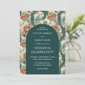 ヴィンテージアールヌーボー花結婚柄 招待状 (スタンド正面)