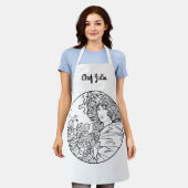 ヴィンテージアールヌーボー花 エプロン (着用した状態)