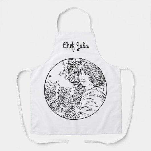 ヴィンテージアールヌーボー花 エプロン (正面)