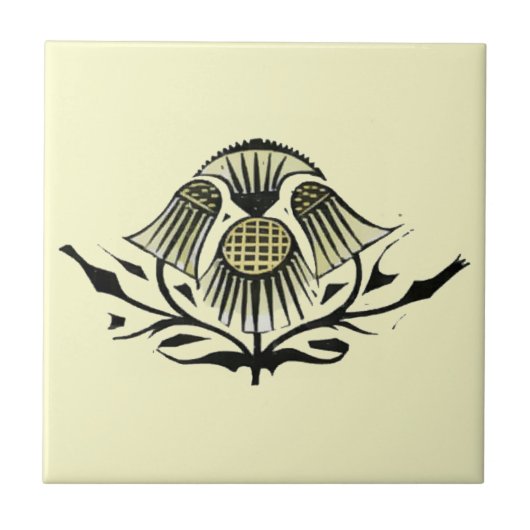 ヴィンテージアールヌーボー花 タイル (正面)