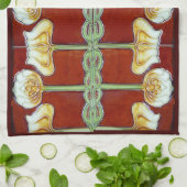 ヴィンテージアールヌーボー蓮の花セラミックタイル キッチンタオル (折り畳み)