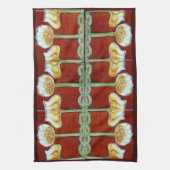 ヴィンテージアールヌーボー蓮の花セラミックタイル キッチンタオル (縦)