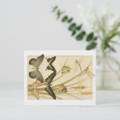 ヴィンテージアールヌーボー蝶とカタテール ポストカード (スタンド正面)