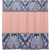 ヴィンテージアールヌーボー蝶とパンジー シャワーカーテン (正面)