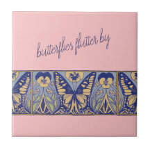 ヴィンテージアールヌーボー蝶とパンジー