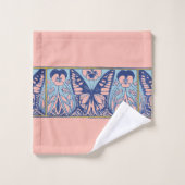 ヴィンテージアールヌーボー蝶とパンジー バスタオルセット (ウォッシュタオル)