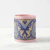 ヴィンテージアールヌーボー蝶とパンジー マグカップ (中央)