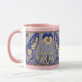 ヴィンテージアールヌーボー蝶とパンジー マグカップ (左)