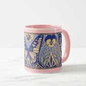 ヴィンテージアールヌーボー蝶とパンジー マグカップ (正面右)