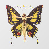 ヴィンテージアールヌーボー蝶の羽を持つ女性 ウィンドウサイン (シート)