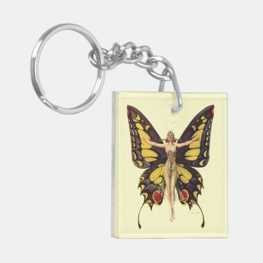 ヴィンテージアールヌーボー蝶の羽を持つ「フラッパー」 キーホルダー (正面左)