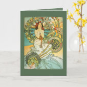 ヴィンテージアールヌーボー誕生日カード カード (黄色い花)